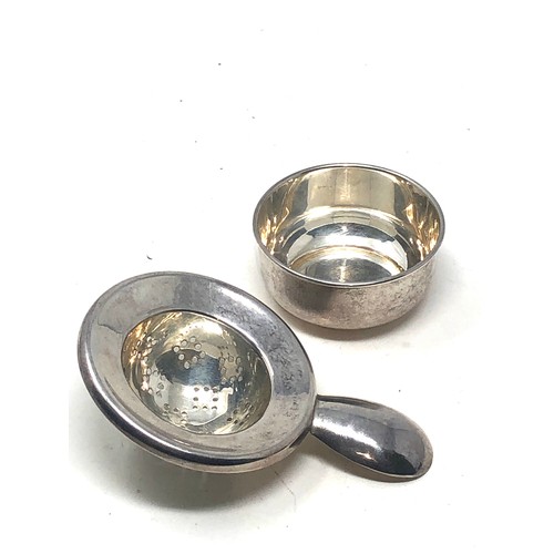 46 - Mexican sterling silver tea strainer & bowl