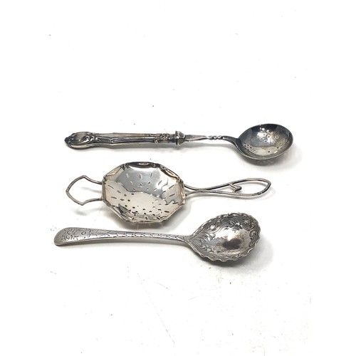 47 - 3 antique spoons 2 hallmarked silver 1 silver handle