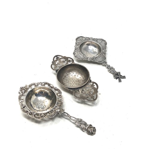 39 - 3 silver tea strainers