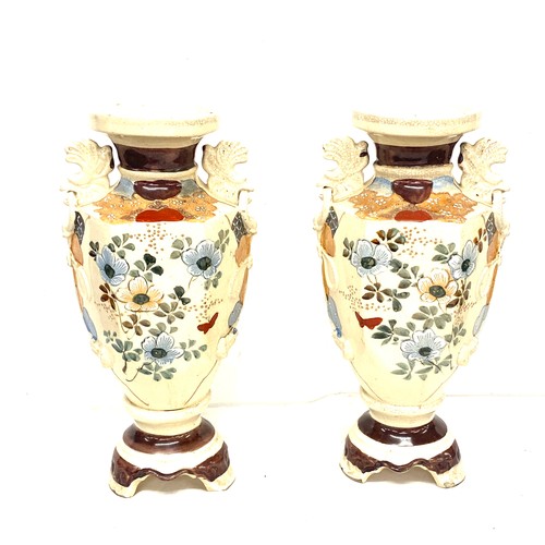 108 - Pair of Japanese vases each vase is 12 inches tall, marks to base