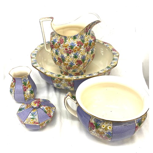 349 - Vintage Grimwades Royal Winton jug and bowl set, damaged