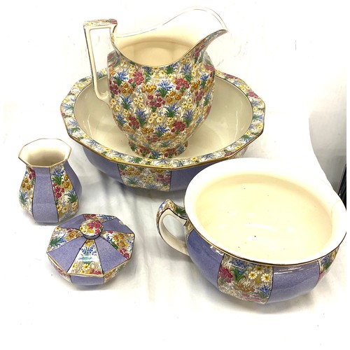 349 - Vintage Grimwades Royal Winton jug and bowl set, damaged