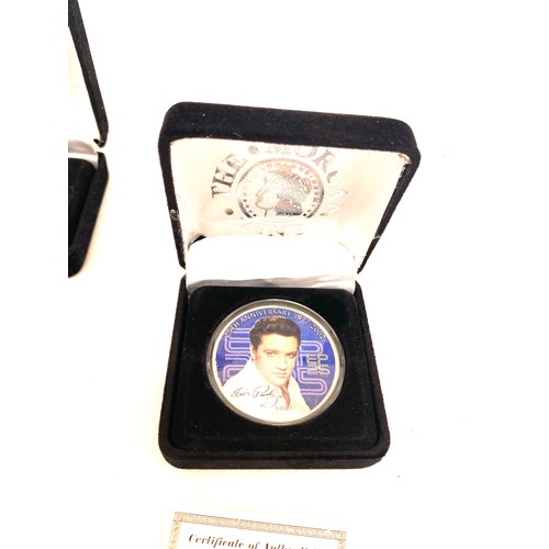 600 - 2, 1995 Elvis Presley one Crown coins Morgan Mint 2002 silver proof and a Elvis Presley one oz Ameri... 