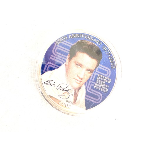 600 - 2, 1995 Elvis Presley one Crown coins Morgan Mint 2002 silver proof and a Elvis Presley one oz Ameri... 