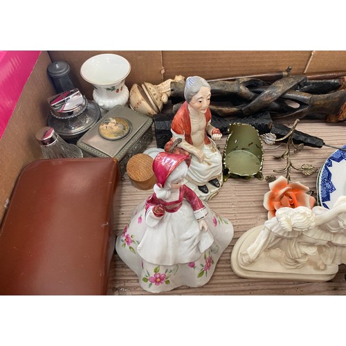 169 - Large selection of collectables to include lady figures, wooden pieces, silver plate etc