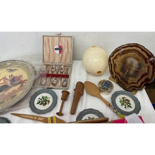 169 - Large selection of collectables to include lady figures, wooden pieces, silver plate etc