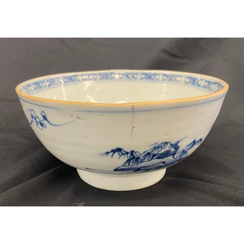 118 - Small Chinese rice bowl, diameter approx 6 inches, slight hairline crack