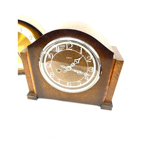 92 - Enfield two key whole mantel clock and a ben timer three key hole mantel clock, untested