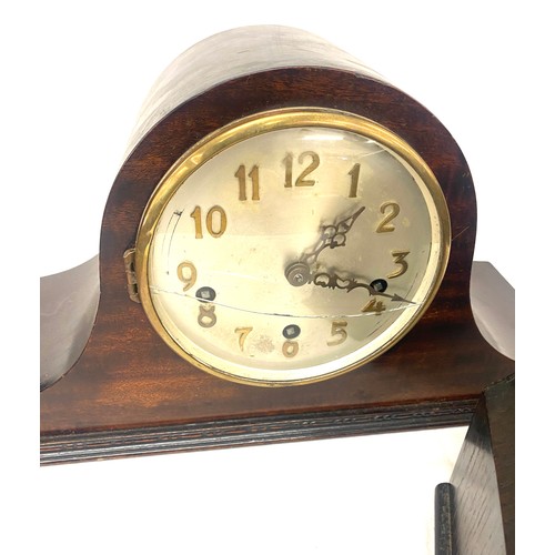 123 - Two three key hole mantel clocks one smiths and one with crack on glass face, untested