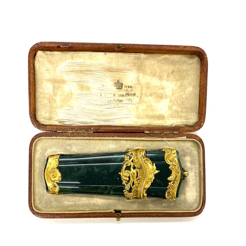 590 - Georgian 18th century french etuit in later fitted case complete with tools, Agate with yellow metal... 