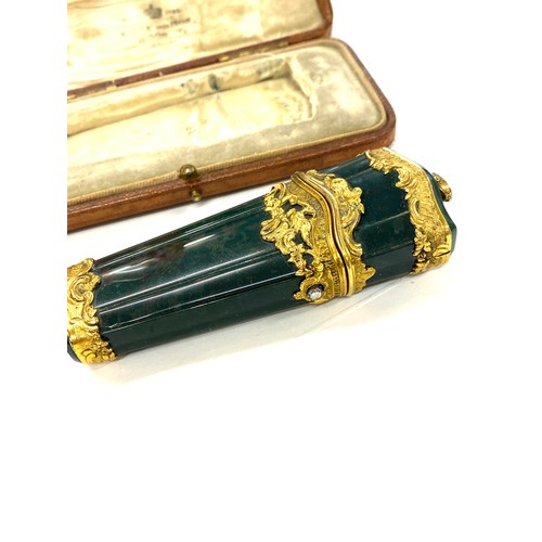 590 - Georgian 18th century french etuit in later fitted case complete with tools, Agate with yellow metal... 