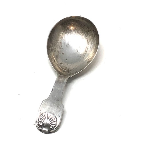 27 - Antique Georgian silver tea caddy spoon London silver hallmarks makers W.E