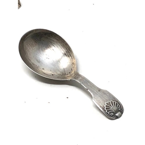 27 - Antique Georgian silver tea caddy spoon London silver hallmarks makers W.E