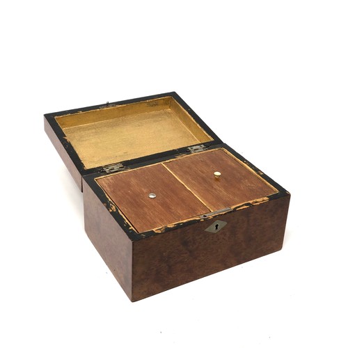 91 - Antique burr walnut inlaid tea caddy