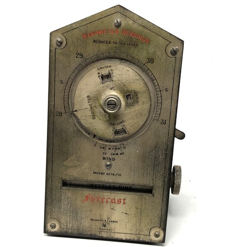 93 - AN EARLY 20TH CENTURY NEGRETTI & ZAMBRA FORECASTER,calibrated with barometer readings, dials and lev... 