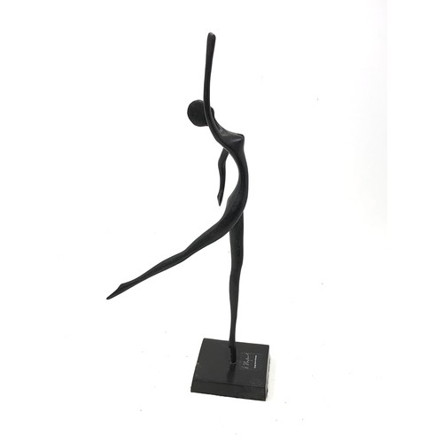 96 - Bodrul Khalique  modernist Sculpture Ballet Dancer Metal Sculpture on Base.