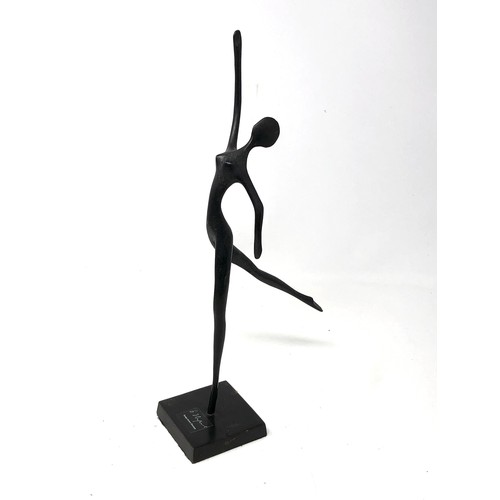 96 - Bodrul Khalique  modernist Sculpture Ballet Dancer Metal Sculpture on Base.