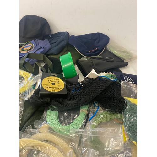 194 - Selection of fishing line, tracers, gloves etc