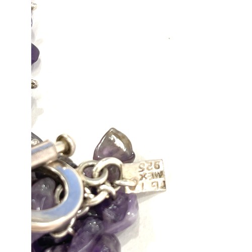 458 - Silver amethyst bracelet and a stone set Scottish agate stone set brooch by miracle