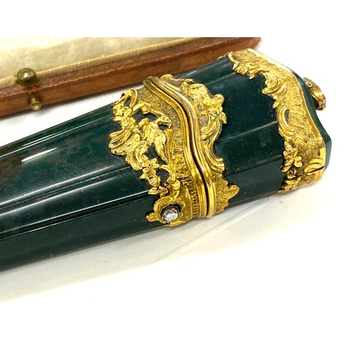 590 - Georgian 18th century french etuit in later fitted case complete with tools, Agate with yellow metal... 