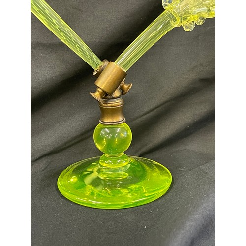 89 - Vaseline glass Epergne, overall good condition, approximate height