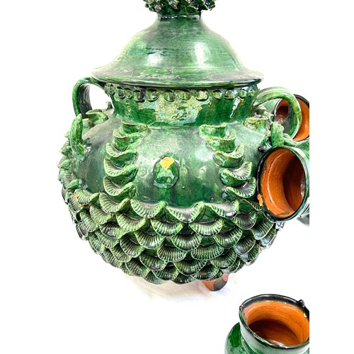 114 - An earthenware pineapple punch bowl set. Originating from Michoacan Mexico and from the Madrigal fam... 