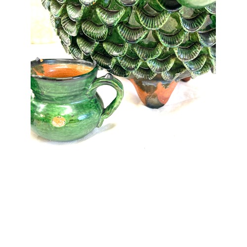 114 - An earthenware pineapple punch bowl set. Originating from Michoacan Mexico and from the Madrigal fam... 