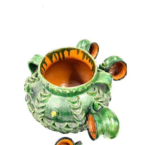 114 - An earthenware pineapple punch bowl set. Originating from Michoacan Mexico and from the Madrigal fam... 