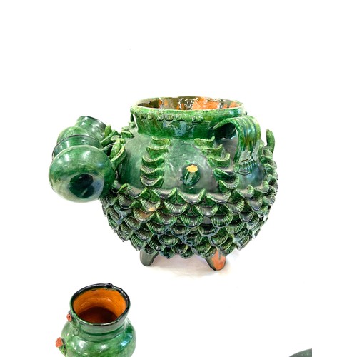 114 - An earthenware pineapple punch bowl set. Originating from Michoacan Mexico and from the Madrigal fam... 