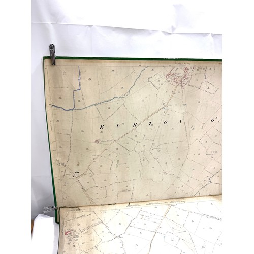 135 - Two Ordinance Survey maps depicting Burton Overy dated 1886. Canvas with fabric trim around the edge... 