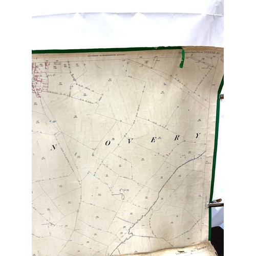 135 - Two Ordinance Survey maps depicting Burton Overy dated 1886. Canvas with fabric trim around the edge... 