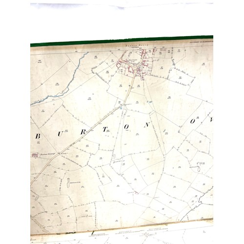 135 - Two Ordinance Survey maps depicting Burton Overy dated 1886. Canvas with fabric trim around the edge... 