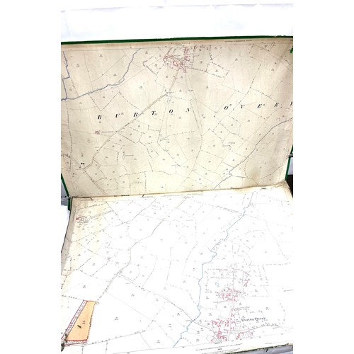 135 - Two Ordinance Survey maps depicting Burton Overy dated 1886. Canvas with fabric trim around the edge... 