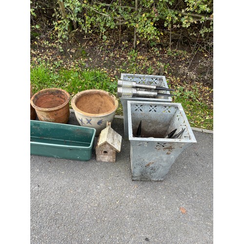 100F - Large selection of planters varied sizes and colours metal and plastic