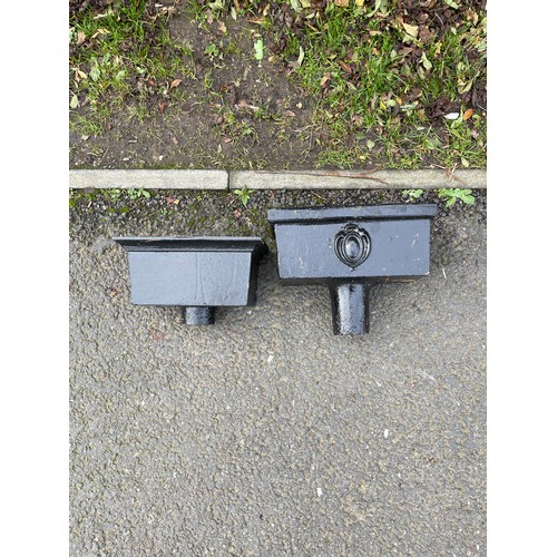 100J - Two black vintage cast iron hoppers