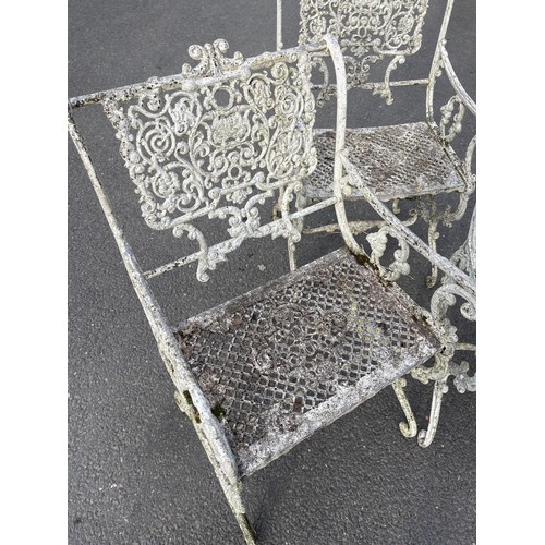 100K - Three vintage iron garden chairs