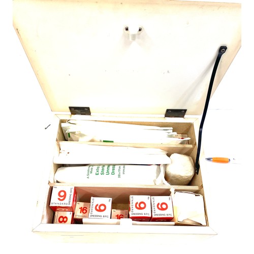 149 - Vintage first aid box by Elastoplast kit HS3 to include contents of vintage first aid equipment