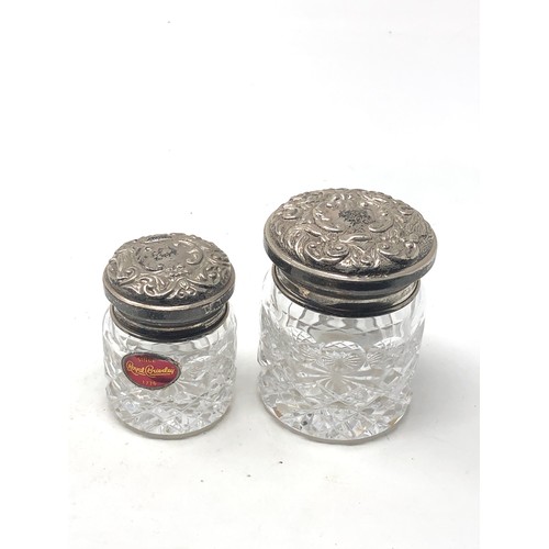 7 - 2 vintage silver top & cut glass trinket jars by Royal brierley
