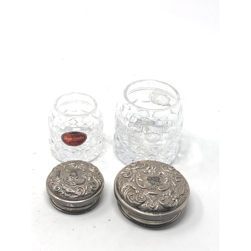 7 - 2 vintage silver top & cut glass trinket jars by Royal brierley