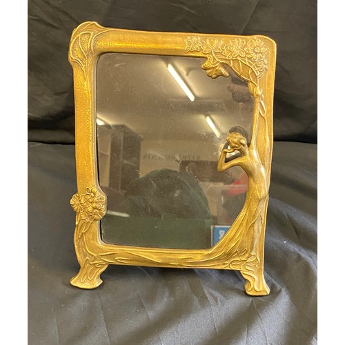 100 - Vintage ornate brass lady picture frame, measures approx 10 inches by 7inches wide