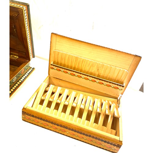 68 - Large selection of assorted vintage wooden boxes, includes stamp box, cigarette boxes, souvenir boxe... 