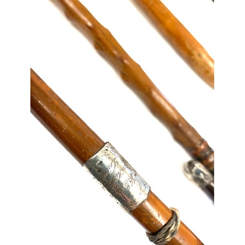 262 - Selection of vintage wooden walking sticks, one silver topped