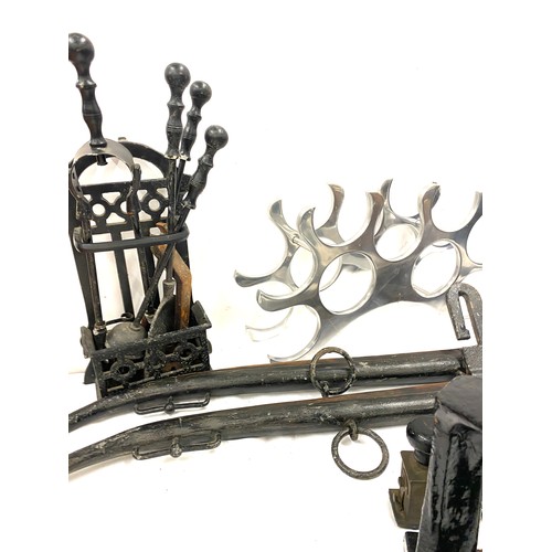 257 - Large selection of assorted metal ware includes wine holder etc