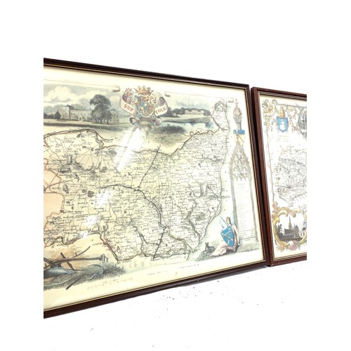 101 - 2 Vintage framed maps, measures approx 17.5inches tall, 21 inches wide