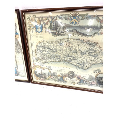 101 - 2 Vintage framed maps, measures approx 17.5inches tall, 21 inches wide