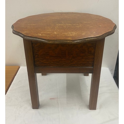 330 - Vintage sewing table, measures approx 16 inches tall 19 inches diameter