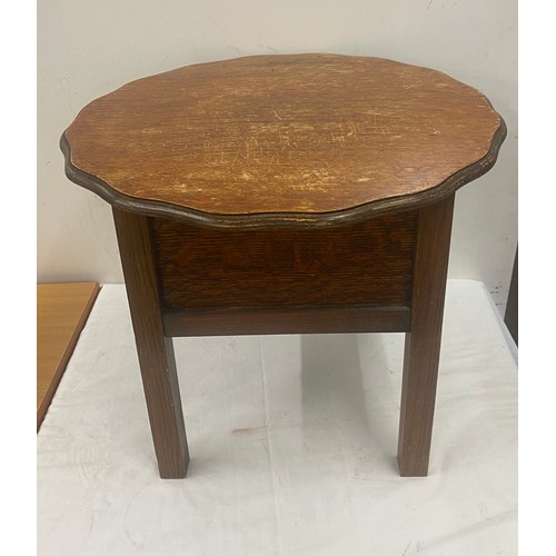 330 - Vintage sewing table, measures approx 16 inches tall 19 inches diameter