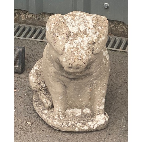 100M - Concrete pig ornament measures approx 16 inches tall