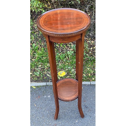 364 - Mahogany plant stand measures approx 38 inches tall 12.5 inches wide