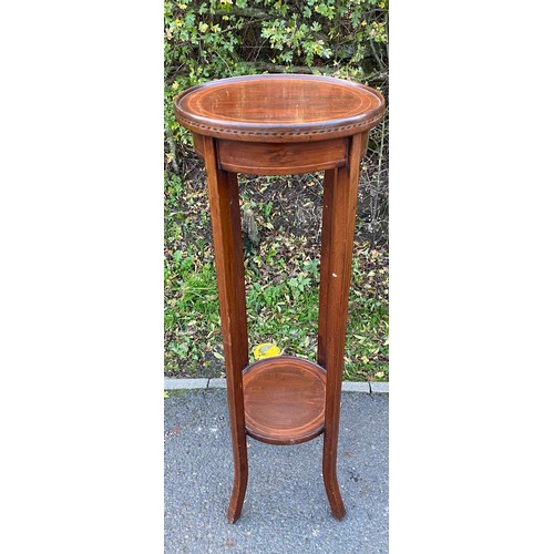 364 - Mahogany plant stand measures approx 38 inches tall 12.5 inches wide